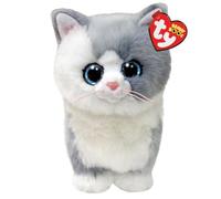 TY Furley Grey White Cat Beanie Boo 14cm - Soft Plush Toy for Kids - Collectible Cuddly Stuffed Animal Teddy Character Gift