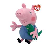 TY George Pig Beanie 10" - Peppa Pig Soft Cuddly Plush Toy | Stuffed animal for cuddles, collecting and gifting, perfect for young fans and imaginative play.