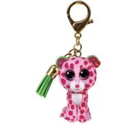 Ty - Key Ring Mini Boos Clips - Leopard - Glamour - Pink and Green - With green tassel - The fashionable keychain inspired by the famous plush toys with sparkling big eyes - 10 Cm - 25053