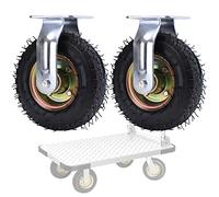 ty Industrial Casters 2-Pack, 150/200/250mm Swivel & Fixed Wheels, Quiet Inflatable Rubber Double Wheels for Carts & Workbenches