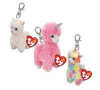TY Lola, Lana & Lily Llama Key Clips Set of 3 - Plush Keyring Bag Charms - Squishy Soft Toy Key Clips for Kids Bags & Keys