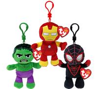 TY Marvel Clip Multipack - Hulk, Iron Man, Miles Morales | Soft Plush Toys for Kids | Teddy & Baby Collectible Stuffed Plushies | Bag Clips