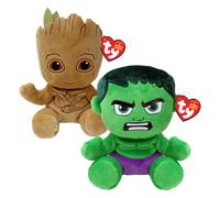 TY Marvel Multipacks Groot & Hulk Beanie Babies - Soft Plush Toys for Kids, Baby Toys, Collectible Stuffed Teddy, Plushies for Kids