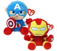 TY Marvel Multipacks Iron Man & Captain America Beanie Babies - Soft Plush Toys for Kids, Baby Toys, Collectible Stuffed Teddy, Plushies for Kids