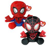 TY Marvel Multipacks Spiderman & Miles Morales Beanie Babies - Soft Plush Toys for Kids, Baby Toys, Collectible Stuffed Teddy, Plushies for Kids