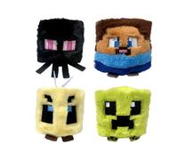 TY Minecraft 4-Pack Bouncers - Enderman, Steve, Bee, and Creeper - Soft Plush Toys for Kids - Bouncy Cuddly Toy Set - Collectible Interactive Plush