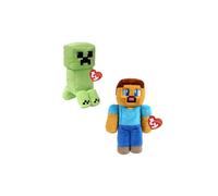 TY Minecraft Creeper & Steve Collectible Plush Toy, 2-Piece Set