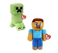 TY Minecraft Creeper & Steve Collectible Plush Toy, 2-Piece Set