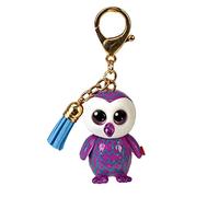 Ty - Mini Boos Clips Key Ring - Owl - Moonlight - Purple and Blue - With Blue Tassel - The fashionable key ring inspired by the famous soft toys with big sparkling eyes - 10 cm - 25054