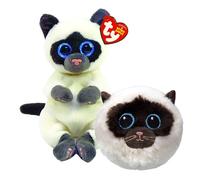 TY Miso Beanie & Sammy Beanie Bouncer 2-Piece Set - 15cm Soft Plush Teddy & 7cm Bouncy Plush Ball - Collectible Stuffed Cuddly Toy Stocking Filler for Kids, Girls & Boys