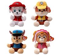 TY Paw Patrol - Assortment of 4 Super Puppies, Marshall, Rubble, Chase, Skye, All Your Favorite Heroes in Soft Version to Collect, 20 cm, 38500ABS