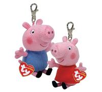TY Peppa Pig & George Pig Peppa Pig Clips Multipack - Squishy Beanie Baby Soft Plush Toys - Collectible Cuddly Stuffed Teddy Bears