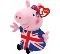 TY Peppa Pig Union Jack Soft Plush Toy - Collectible Stuffed Teddy for Kids, Ba