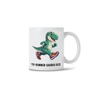 TY-Runner-Saurus - 11oz Ceramic Coffee/Tea T-Rex Mug - T-Rex in Running Shoes - Marathon Runners Fitness Fanatics Runners Mug - Fun Birthday Gift for Him/Her and Dinosaur Lovers