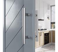 ty Stainless Steel Push Pull Door Handle Side H S Design for Wooden Doors 120cmx90cm Full Brushed Finish Durable Entrance Handle for Home & Office
