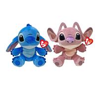 TY Stitch and Angel Beanie Babies Set of 2 from Disney Lilo & Stitch 15cm Soft Plush Toys Collectible Cuddly Plush for Kids
