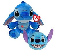 TY Stitch Beanie & Bouncer 2-Piece Gift Set - 15cm Soft Plush Toy Teddy & 7cm Bouncy Ball Plush - Collectible Stuffed Cuddly Toy Gift for Kids