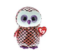 OFFICIAL TY BEANIE -CHECKS THE OWL FLIPABLE/SEQUINS MED/BUDDY SOFT TOY 36785