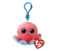 Ty Toys Key Ring Beanie Boos Clips-Octopus-Sheldon-Red Coral Blue Eyes Glitter-The Plush with Big Sparkling-12 Cm-35255, Multicoloured, T35255, Multi-coloured