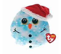 Ty UK Fleck Snowman Squish a Boo 10" Christmas 2022 Beanie Baby Soft Plush Toy Collectible Cuddly Stuffed Teddy, 39244, Regular Size, Multicolor
