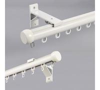 ty Wall Mount Roman Rod for Curtains Silent Sliding Track System with Aluminum Brackets 8.2FT Drape Rails for Living Room Bedroom Room Divider (White)