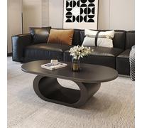 TY&WJ 39" Oval Marble Coffee Table for Living Room,Modern Luxury Black Metal Base Center Table with Nesting End Table for Home Decor,C,100x55x42cm(39x22x17inch)