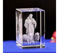 TY&WJ Crystal Glass Jesus Figurines,3d Laser Etched Crystal Religious Ornaments Art,Christians Decoration Cube Engraving Statues,Jesus Sculptures Gifts