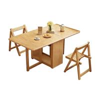 TY&WJ Extendable Drop Leaf Foldable Dining Table,Wood Expandable Kitchen Table Movable Rectangle Collapsible Table for Living Room Farmhouse Space Saving,C,1.2m+2 chairs