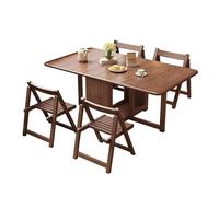 TY&WJ Extendable Drop Leaf Foldable Dining Table,Wood Expandable Kitchen Table Movable Rectangle Collapsible Table for Living Room Farmhouse Space Saving,A,1.2m+4 chairs