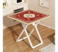 TY&WJ Square Wood Folding Game Table,Metal Frame Mahjong & Card Versatile Table Folding Dining Table Space Saving Kitchen Table for Home, Party, Dorm,D,80x74cm(31x29inch)