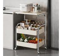 TY&WJ Utility Kitchen Storage Cart,Rolling Metal Kitchen Microwave Cart with Lockable Wheels & Wooden Top Rolling Cart for Office, Bedroom,Art Tools,D,3 Tier