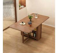 TY&WJ Wood Drop Leaf Dining Table with Chairs,Rectangular Folding Dining Table with Storage Shelf & Wheels Mobile Expandable Kitchen Table for Apartment,Brown,1.5m+2 chairs