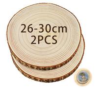 Tyafzzn 2 Pieces Wooden Log Discs, 26-30 cm Tree Discs Table Decoration, Unfinished Round Natural Wood Tree Discs Without Hole Approx. 25 mm for DIY Crafts Wedding Christmas Decoration Tree Disc