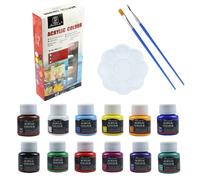 Tyafzzn Acrylic Paint Set, 12 x 25 ml Acrylic Paint, Excellent Coverage, High Light Fastness, Waterproof Acrylic Paint, Perfect for Artists, Beginners on Canvas, Stones, Wood, Fabric, Ceramic
