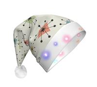 TYANG Atomic Stars Pattern Printing Santa Hat Christmas Decorated Hat Band Led Lights Luminous Santa Hat