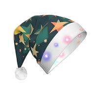 TYANG Atomic Stars Retro Pattern Print Printing Santa Hat Christmas Decorated Hat Band Led Lights Luminous Santa Hat