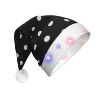 TYANG Black And White Polka Dot Printing Santa Hat Christmas Decorated Hat Band Led Lights Luminous Santa Hat