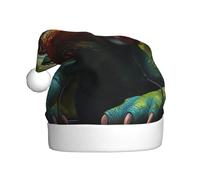 TYANG Chameleon Listen Music Printing Santa Hat Christmas Decorated Hat Band Santa Hat