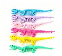 TYAOYA 6 Macaron colored creative simulation dinosaur stress relieving elastic wristbands, Halloween decorations, dinosaur theme park and party supplies, school student prizes, random colors