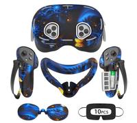 Tyasoleil Accessories Compatible with Oculus Quest 3S/ 3S Xbox Edition, Silicone Cover Set, Include Controller Grip Leather Cover, VR Shell Cover, Face Cover, Lens Cover (Blaze Blue)