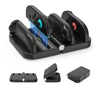 Tyasoleil Controller Charger Station Compatible with Nintendo Switch 2, 4-Slot Charging Dock with 4 Game Card Storage, LED Indicators, Stand for Charging 1-4 Joy-Cons Simultaneously (Black)