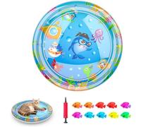 Tyasoleil Multi-Color Lighted Cat Water Mat, Interactive Cat Toy, 1mm Double Layer Thickened Anti-Scratch Water Sensory Play Mat with Fish, Enrichment Toy for Cats to Exercise (A)