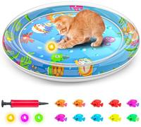 Tyasoleil Multi-Color Lighted Cat Water Mat, Interactive Cat Toy, 1mm Double Layer Thickened Anti-Scratch Water Sensory Play Mat with Fish, Enrichment Toy for Cats to Exercise (C)