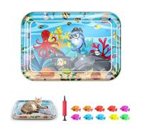 Tyasoleil Multi-Color Lighted Cat Water Mat, Interactive Cat Toy, 1mm Double Layer Thickened Anti-Scratch Water Sensory Play Mat with Fish, Enrichment Toy for Cats to Exercise (Square A)