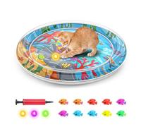 Tyasoleil Multi-Color Lighted Cat Water Mat, Interactive Cat Toy, 1mm Double Layer Thickened Anti-Scratch Water Sensory Play Mat with Fish, Enrichment Toy for Cats to Exercise (D)