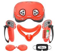 Tyasoleil VR Silicone Case Compatible with Meta/Oculus Quest 3S, VR Accessory Set, Include Controller Grip Leather Cover, VR Shell Cover, Face Cover, Lens Cover & 10PCS Disposable Eye Cover