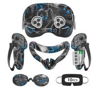 Tyasoleil VR Silicone Case Compatible with Meta/Oculus Quest 3S, VR Accessory Set, Include Controller Grip Leather Cover, VR Shell Cover, Face Cover, Lens Cover & 10PCS Disposable Eye Cover