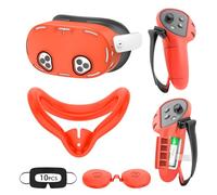 Tyasoleil VR Silicone Case for Meta Quest 3S, Design Upgraded Accessories for Oculus Quest 3S, Face Cover, Controller Grips, Shell Cover, Lens Cover, Disposable Eye Cove (Orange)