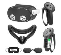 Tyasoleil VR Silicone Case for Meta Quest 3S, Design Upgraded Accessories for Oculus Quest 3S, Face Cover, Controller Grips, Shell Cover, Lens Cover, Disposable Eye Cover (Black)