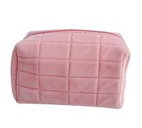 Tyatocepy 1 Pc Cute Fur Makeup Bag for Women Zipper Large Solid Color Cosmetic Bag Travel Make Up Toiletry Bag Washing Pouch Pink